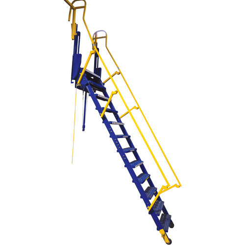 Folding Mezzanine Ladder 120″ 115Vac Pwr Storage - Exact Tool & Supply