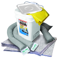 #L90435 Bucket Spill Kit--5 Gallon Bucket Contains: Socks / Perf. Pads / Disposable Bag - Absorbents - Exact Tool & Supply