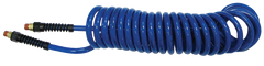 #PU1410BT - 1/4 MPT x 10 Feet - Transparent Blue Polyurethane - 1-Swivel Fitting(s) - Self-Storing Hose - Exact Tool & Supply