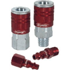 Model A73457D–1/4″ Body × 1/4″ NPT (7 pieces) - Red Industrial Coupler & Plug Kit - Exact Tool & Supply