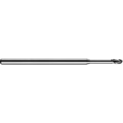 ‎0.04″ Dia. × 1/8″ Shank × 0.06″ DOC × 2-1/2″ OAL, Carbide TA, Spiral , 3 Flute, 30° Helix, Ballnose End Mill - Exact Tool & Supply