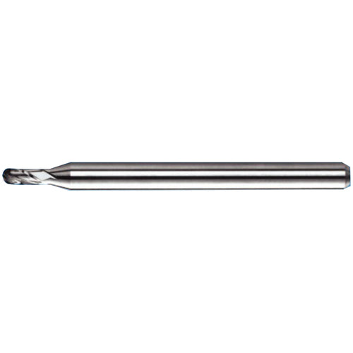 0.055″ Dia. × 1/8″ Shank × 0.165″ DOC × 2″ OAL, Carbide TA, Spiral , 4 Flute, 30° Helix, Ballnose End Mill - Exact Tool & Supply