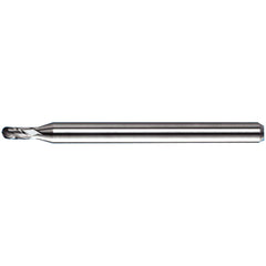 ‎0.1″ Dia. × 1/8″ Shank × 0.3″ DOC × 2-1/2″ OAL, Carbide TA, Spiral , 4 Flute, 30° Helix, Ballnose End Mill - Exact Tool & Supply