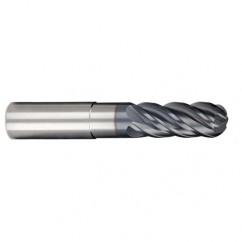 1/2" Dia. - 5/8" LOC - 6 OAL 5 FL Ball Nose Carbide End Mill-AlCrN-X - Exact Tool & Supply