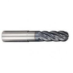 1/2" Dia. - 5/8" LOC - 6 OAL 5 FL Ball Nose Carbide End Mill-AlCrN-X - Exact Tool & Supply