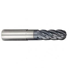 1/4" Dia. - 3/8" LOC - 4 OAL 5 FL Ball Nose Carbide End Mill-AlCrN-X - Exact Tool & Supply