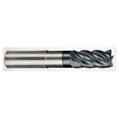 1/4" Dia. - 3/8" LOC - 4" OAL - .015 Radius 5 FL Carbide End Mill-AlCrN-X - Exact Tool & Supply