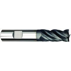 3/8 Dia. x 3 Overall Length 4-Flute .030 C/R Solid Carbide SE End Mill-Weldon Shank-Center Cut-AlCrN-X - Exact Tool & Supply