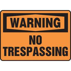 Sign, Warning No Trespassing, 10″ × 14″, Aluminum - Exact Tool & Supply