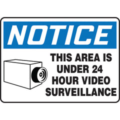 Sign, Notice This Area Is Under 24 Hour Video Surveillance, 10″ × 14″, Plastic - Exact Tool & Supply