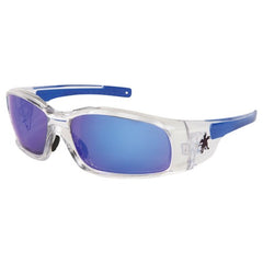 Safety Glasses - Blue Mirror Lens - Clear Frame SR1 Style - Exact Tool & Supply