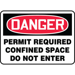 Sign, Danger Permit Required Confined Space Do Not Enter, 7″ × 10″, Vinyl - Exact Tool & Supply