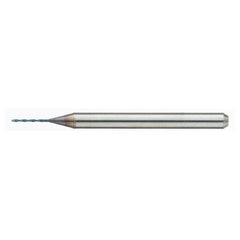 MDSS0039-ACF40B 0.39 mm Dia. × 0.39 mm Shank × 4 mm Flute Length × 38 mm OAL, PVD, External Coolant, Cylindrical Solid Carbide Drill - Exact Tool & Supply