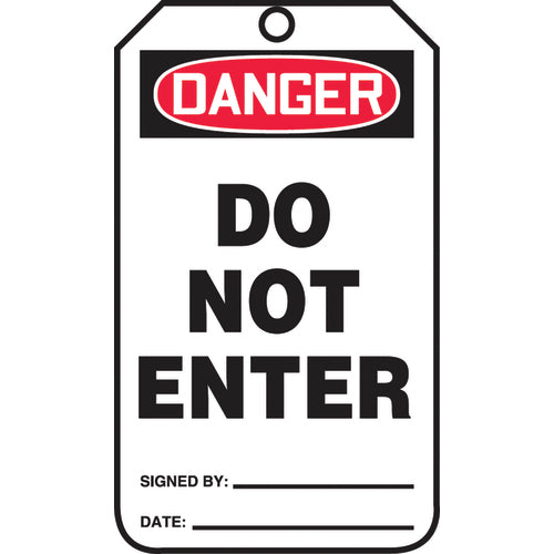 Safety Tag, Danger Do Not Enter , 25/Pk, Cardstock - Exact Tool & Supply