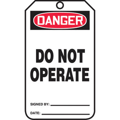 Safety Tag, Danger Do Not Operate , 25/Pk, Cardstock - Exact Tool & Supply