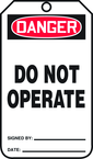 Safety Tag, Danger Do Not Operate , 25/Pk, Plastic - Exact Tool & Supply