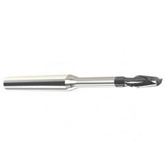 1.2mm Dia. - 1.8mm LOC - 38mm OAL - .10mm C/R 2 FL Carbide End Mill with 1.8mm Reach-Nano Coated - Exact Tool & Supply