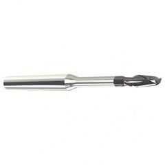 .075 Dia. - .113 LOC - 2" OAL - .005 C/R 2 FL Carbide End Mill with 1/4 Reach-Nano Coated - Exact Tool & Supply