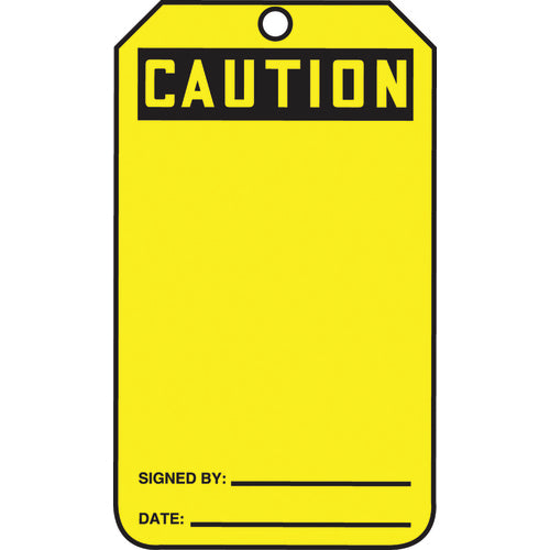 Safety Tag, Caution (Blank), 25/Pk, Cardstock - Exact Tool & Supply