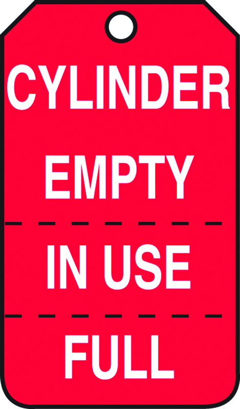 Cylinder Tag, Cylinder Empty, In Use, Full (Perforated), 25/Pk, Plastic - Exact Tool & Supply