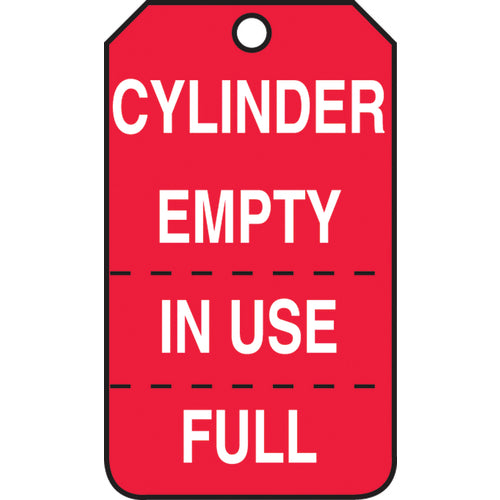 Cylinder Tag, Cylinder Empty, In Use, Full (Perforated), 25/Pk, Cardstock - Exact Tool & Supply