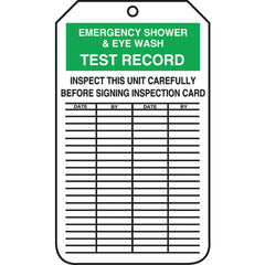 Inspection Record Tag, Emergency Shower & Eye Wash Test Record, 25/PK, Cardstock - Exact Tool & Supply