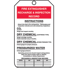 Fire Extinguisher Tag, Recharge & Inspection Record, 25/Pk, Cardstock - Exact Tool & Supply