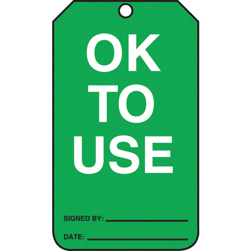 Cylinder Tag, OK To Use, 25/Pk, Cardstock - Exact Tool & Supply