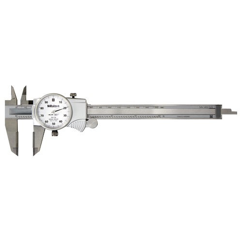 ‎0-150 mm Range - Dial Caliper White Face - 0.02 mm Graduation Carbide Jaw; OD - Exact Tool & Supply