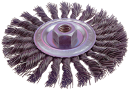 4" Diameter - 1/2 - 5/8" Arbor Hole - Knot Type Steel Wire Straight Wheel - Exact Tool & Supply