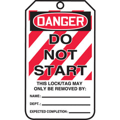 Lockout Tag, Danger Do Not Start, 25/Pk, Cardstock - Exact Tool & Supply