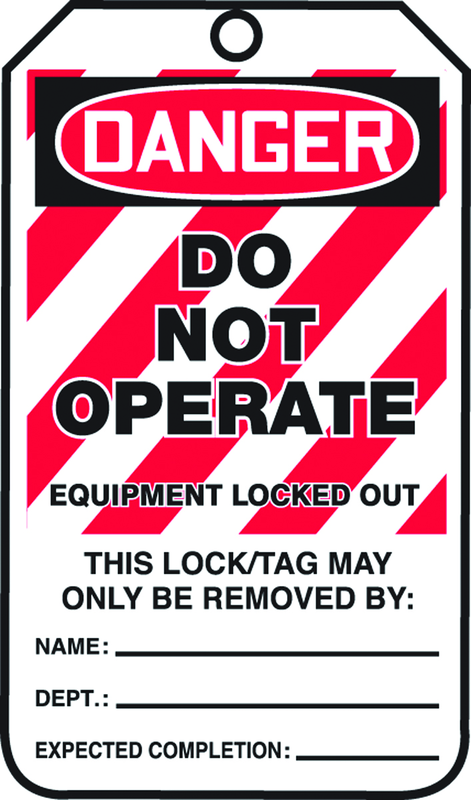 Lockout Tag, Danger Do Not Operate Equipment Locked Out, 25/Pk, Plastic - Exact Tool & Supply