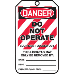 Lockout Tag, Danger Do Not Operate Equipment Locked Out, 25/Pk, Cardstock - Exact Tool & Supply