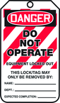 Lockout Tag, Danger Do Not Operate Equipment Locked Out, 25/Pk, Laminate - Exact Tool & Supply