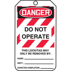 Lockout Tag, Danger Do Not Operate, 25/Pk, Cardstock - Exact Tool & Supply
