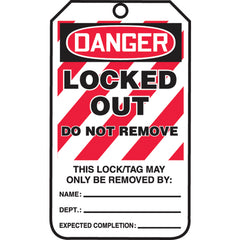 Lockout Tag, Danger Locked Out, 25/Pk, Cardstock - Exact Tool & Supply