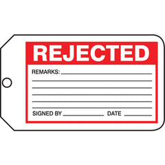 Production Control Tag, Rejected, 25/Pk, Cardstock - Exact Tool & Supply
