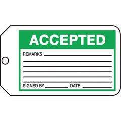 Production Control Tag, Accepted, 25/Pk, Cardstock - Exact Tool & Supply