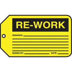 Production Control Tag, Re-Work, 25/Pk, Cardstock - Exact Tool & Supply