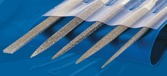 2-3/4'' Diamond Length - 5-1/2'' OAL (Various) - Medium Grit - 5 pc. Set Diamond Needle File - Exact Tool & Supply