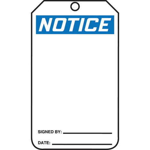 Safety Tag, Notice (Blank), 25/Pk, Cardstock - Exact Tool & Supply