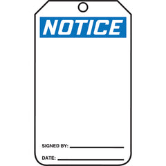Safety Tag, Notice (Blank), 25/Pk, Cardstock - Exact Tool & Supply
