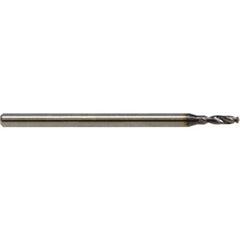 2.70 mm Dia. × 3.0 mm Shank × 11 mm Flute Length × 60 mm OAL, 2xD, 142°, ALtimaÂ, 2 Flute, Coolant Thru, Solid Carbide Drill - Exact Tool & Supply