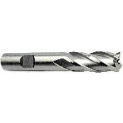 12.5mm Dia. x 3-1/4 Overall Length 4-Flute Square End High Speed Steel SE End Mill-Round Shank-Non-Center Cut-Uncoated - Exact Tool & Supply