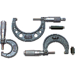 0-3″ Measuring Range-0.001″ Graduation - Ratchet Thimble - Carbide Face - Outside Micrometer Set - Exact Tool & Supply