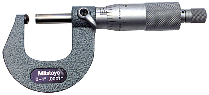 0 - 1'' Measuring Range - .0001 Graduation - Ratchet Thimble - Carbide Face - Ball Anvil & Spindle Micrometer - Exact Tool & Supply