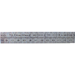 Tempered Steel Conversion & Hook Rule - Model 599-343-529-127 mm Length-1/10″ & 1 mm Graduation-19 mm Wide - Exact Tool & Supply