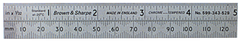 #599-314-604-1 - 6'' Long - 4R Graduation - 3/4'' Wide - Chrome Finish Tempered Steel Hook Rule - Exact Tool & Supply