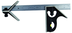 #599-400-1204 - 12'' - 4R Graduation - Regular Blade - 3 Piece Combination Square Set - Exact Tool & Supply