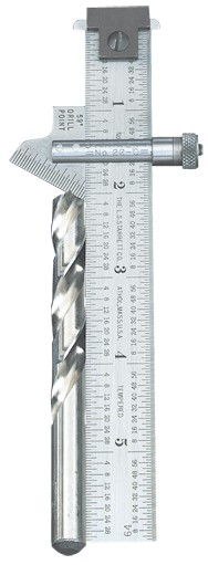 #22C - 6" Length; 59° Bevel Head (Graduation in 32nds) - Drill Point Gage - Exact Tool & Supply